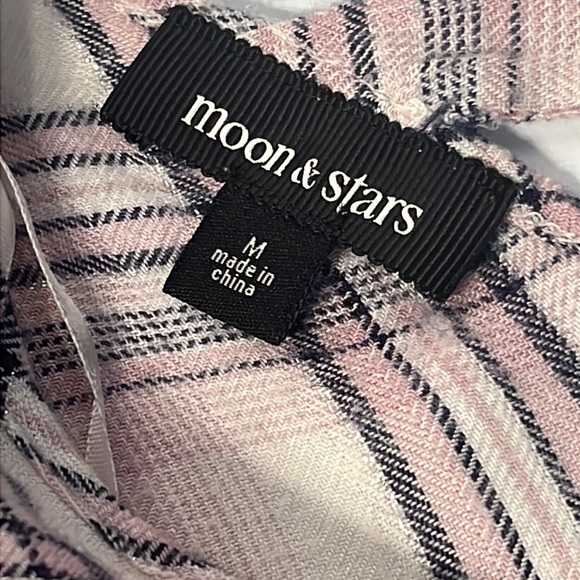 MOON & STARS Plaid Front Tie Cross Back Bell Sleeve Top - Picture 5 of 7